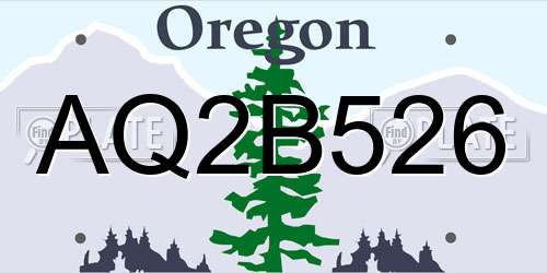 AQ2B526 Oregon License Plate