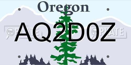 AQ2D0Z Oregon License Plate
