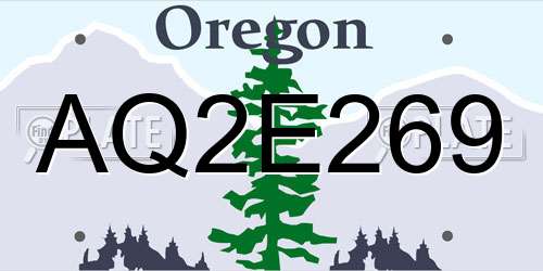 AQ2E269 Oregon License Plate