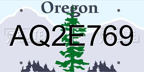 AQ2E769 Oregon License Plate