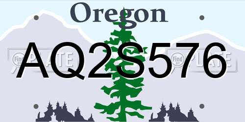 AQ2S576 Oregon License Plate