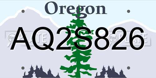 AQ2S826 Oregon License Plate