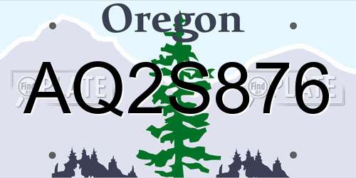 AQ2S876 Oregon License Plate