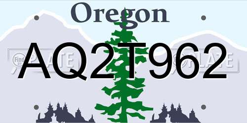 AQ2T962 Oregon License Plate