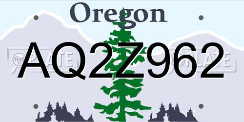 AQ2Z962 Oregon License Plate