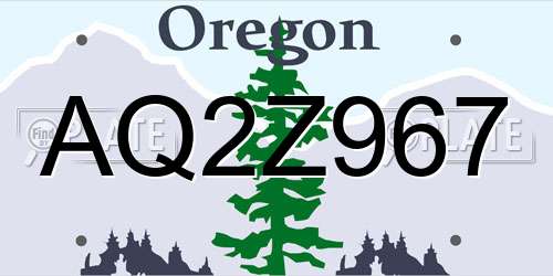 AQ2Z967 Oregon License Plate
