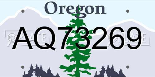 AQ73269 Oregon License Plate