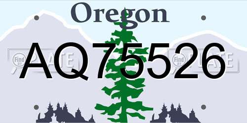 AQ75526 Oregon License Plate