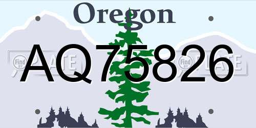 AQ75826 Oregon License Plate