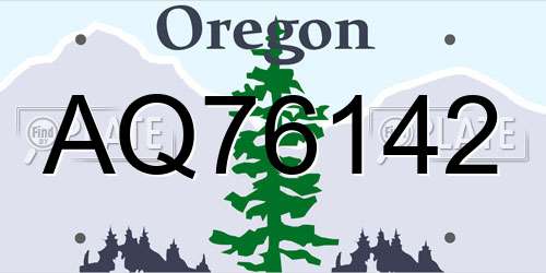 AQ76142 Oregon License Plate