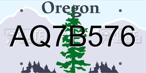 AQ7B576 Oregon License Plate