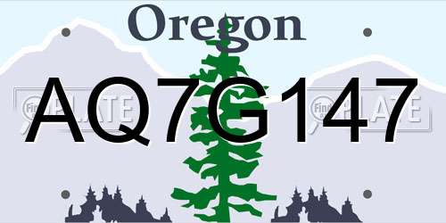 AQ7G147 Oregon License Plate