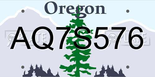 AQ7S576 Oregon License Plate