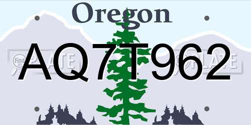 AQ7T962 Oregon License Plate