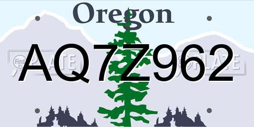 AQ7Z962 Oregon License Plate