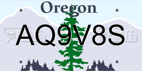 AQ9V8S Oregon License Plate