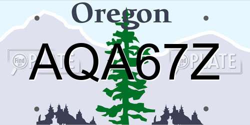 AQA67Z Oregon License Plate