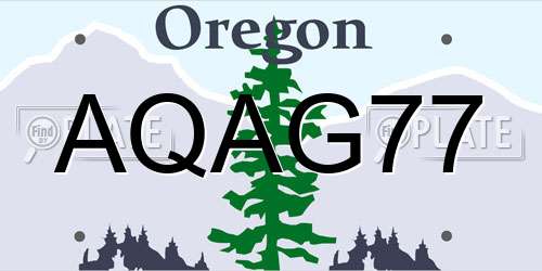 AQAG77 Oregon License Plate