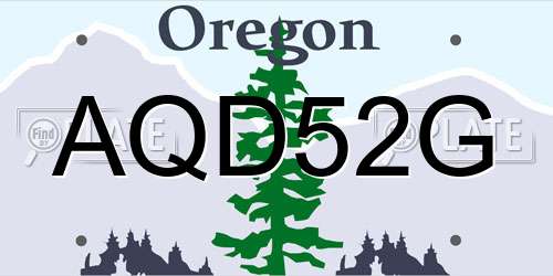 AQD52G Oregon License Plate