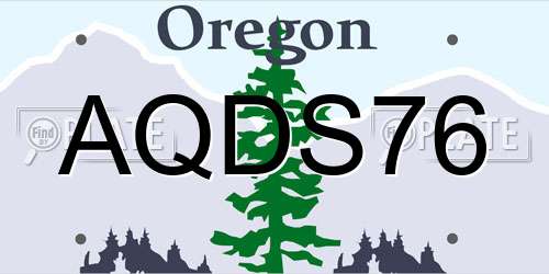 AQDS76 Oregon License Plate