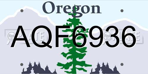 AQF6936 Oregon License Plate