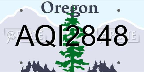 AQI2848 Oregon License Plate