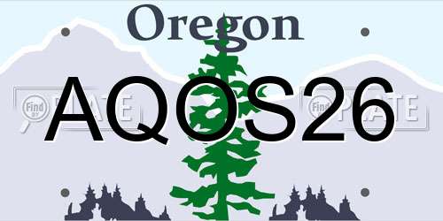 AQOS26 Oregon License Plate