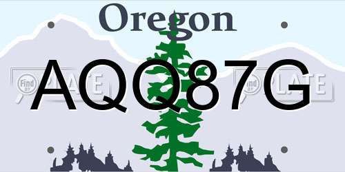 AQQ87G Oregon License Plate