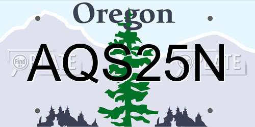 AQS25N Oregon License Plate