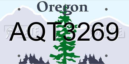 AQT3269 Oregon License Plate