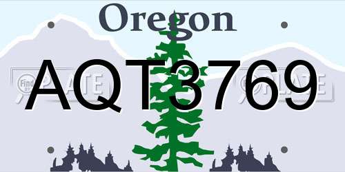 AQT3769 Oregon License Plate