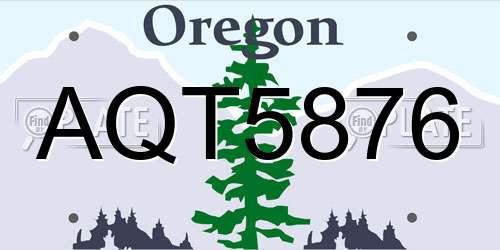 AQT5876 Oregon License Plate
