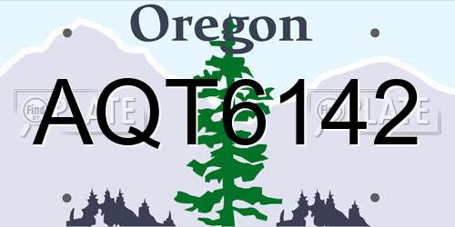 AQT6142 Oregon License Plate
