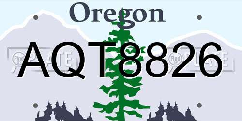 AQT8826 Oregon License Plate