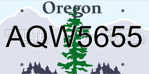 AQW5655 Oregon License Plate