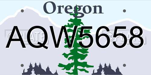 AQW5658 Oregon License Plate