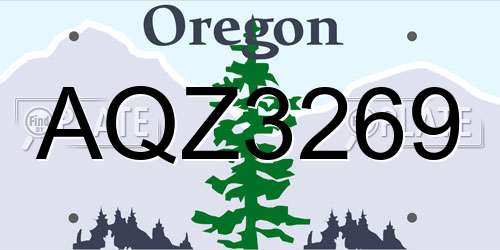 AQZ3269 Oregon License Plate
