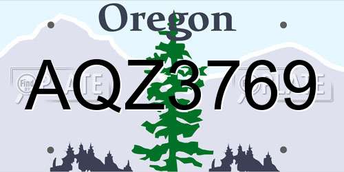 AQZ3769 Oregon License Plate