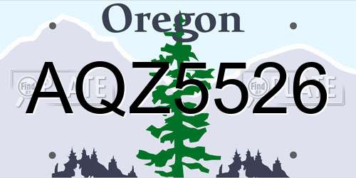AQZ5526 Oregon License Plate