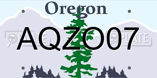 AQZO07 Oregon License Plate