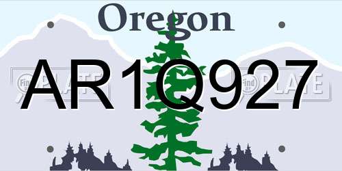 AR1Q927 Oregon License Plate