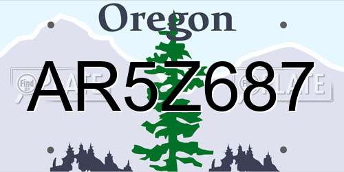 AR5Z687 Oregon License Plate