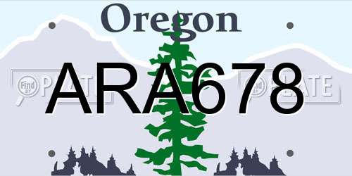 ARA678 Oregon License Plate