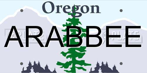 ARABBEE Oregon License Plate