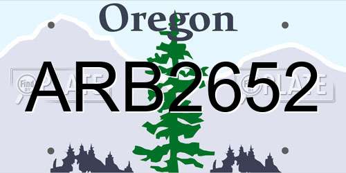 ARB2652 Oregon License Plate
