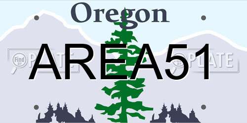 AREA51 Oregon License Plate