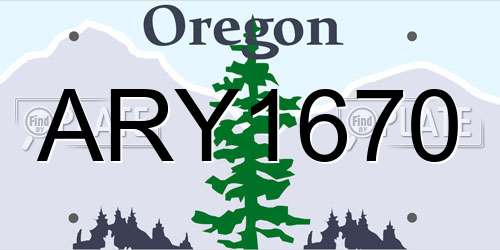 ARY1670 Oregon License Plate