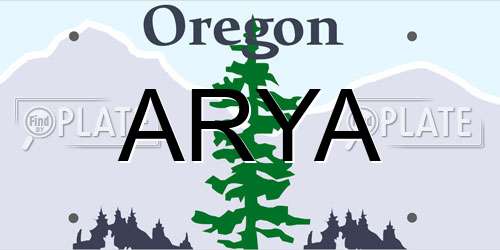ARYA Oregon License Plate