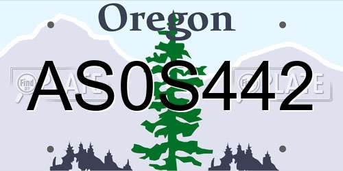 AS0S442 Oregon License Plate