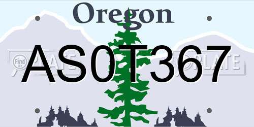 AS0T367 Oregon License Plate